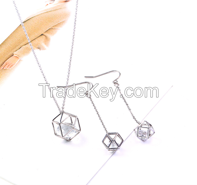 Jewelry Set Gemstone Necklace Earrings-05