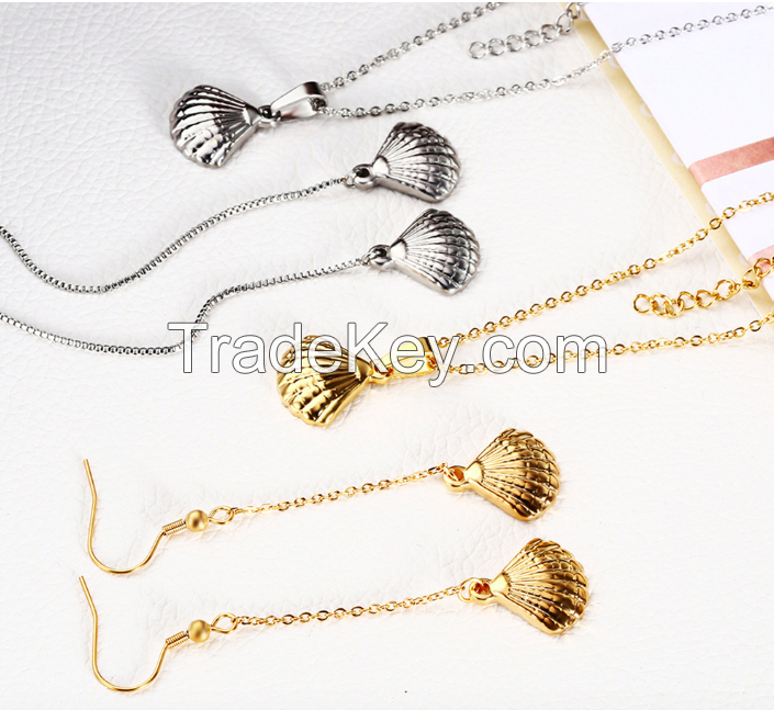 Jewelry Set Shell Necklace Earrings-02