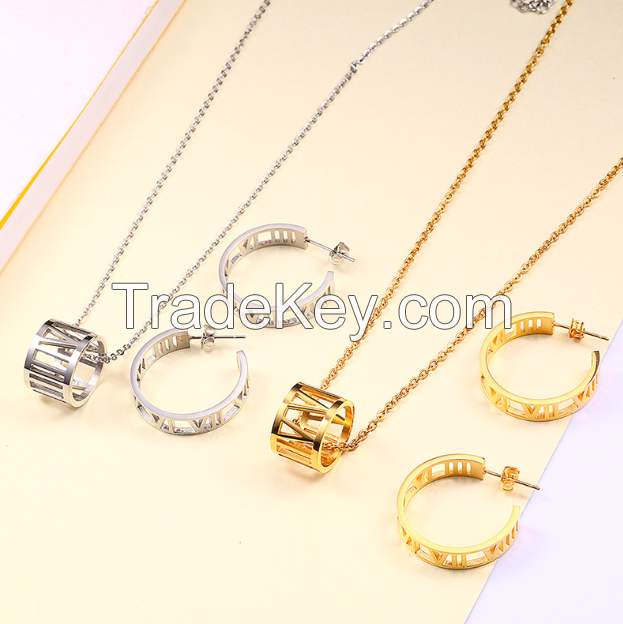 Jewelry Set Gemstone Necklace Earrings-13