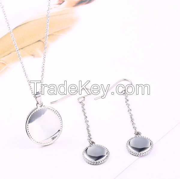 Jewelry Set Round Necklace Earrings-11