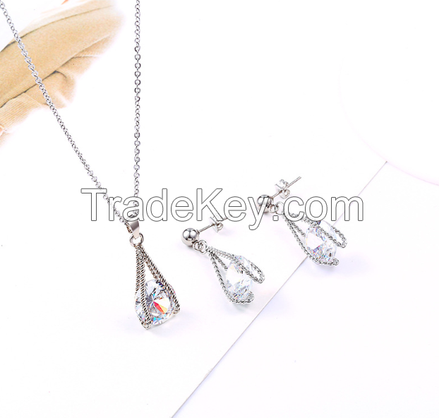 Jewelry Set Gemstone Necklace Earrings-06