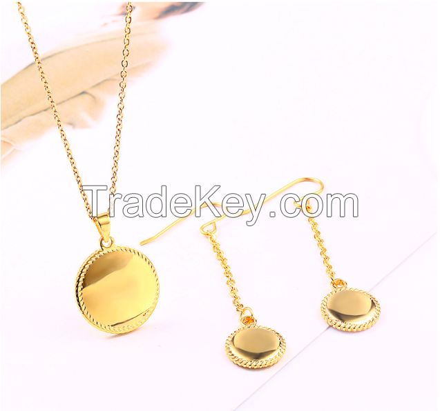 Jewelry Set Round Necklace Earrings-11