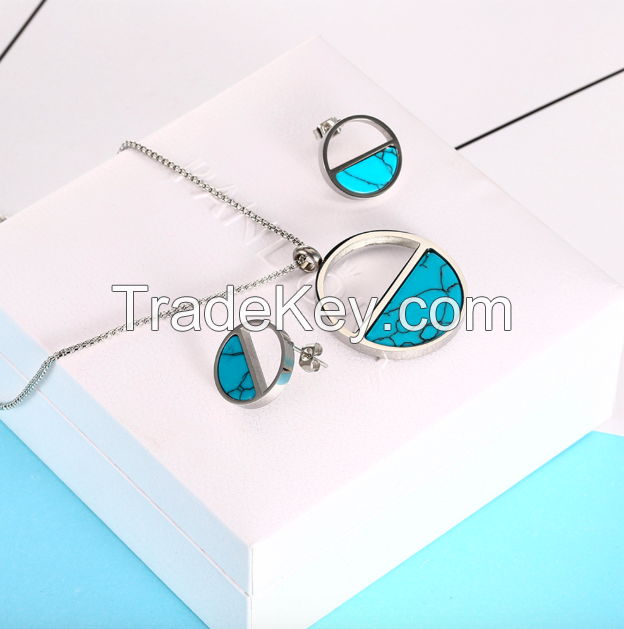 Jewelry Set TurquoiseNecklace Earrings-18