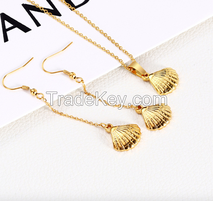 Jewelry Set Shell Necklace Earrings-02