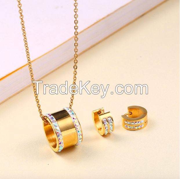 Jewelry Set Gemstone Necklace Earrings-14