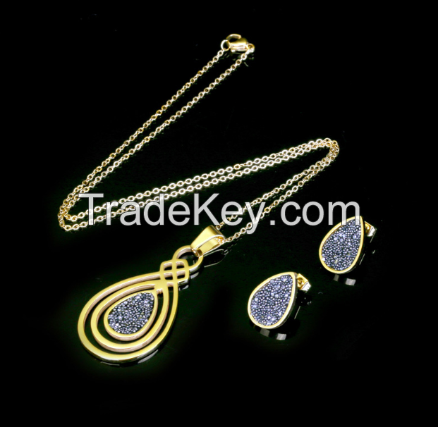 Jewelry Set Gemstone Necklace Earrings-04