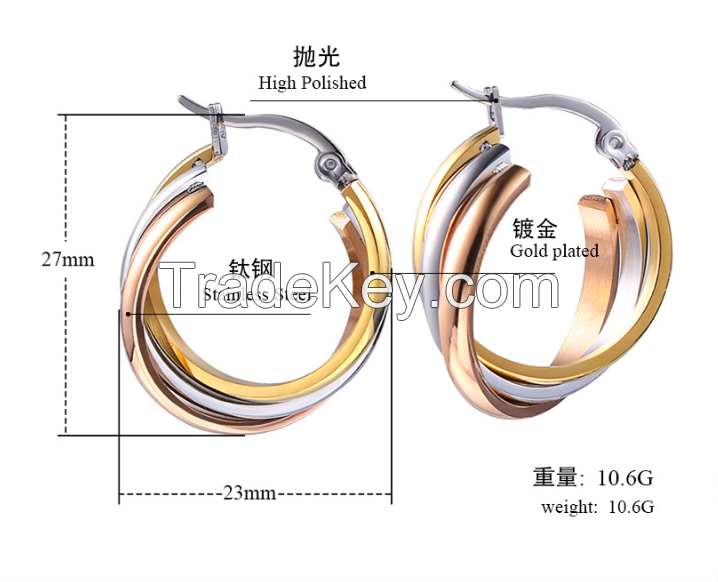 Triple Ring Hoop Earring