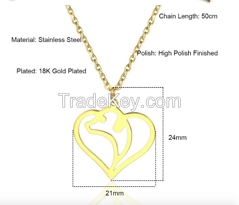 Stainless Steel Hollow Heart Necklace 