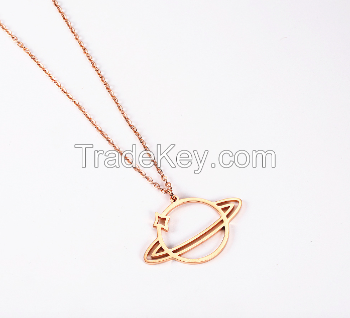 Stainless Steel Hollow Planet Necklace