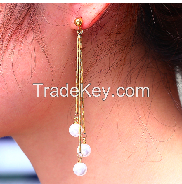 Stainless Steel Pearl Chandelier Earring