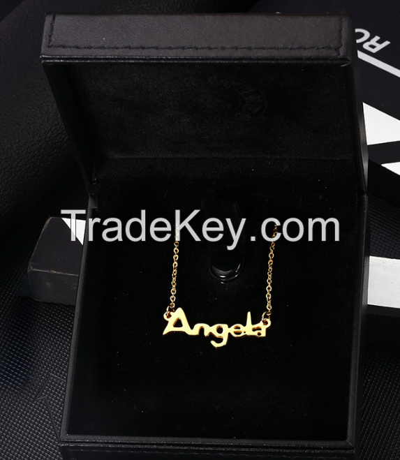 Stainless Steel Angel Letter Necklace 