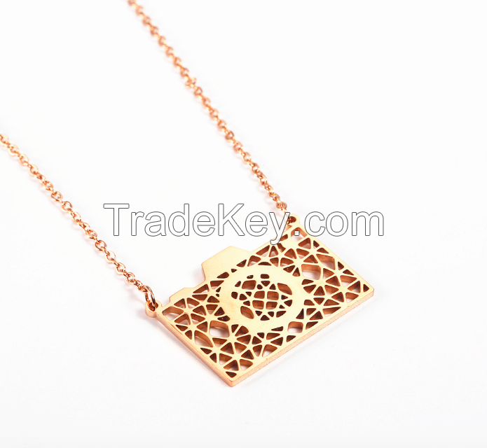 Stainless Steel Hollow Camera Necklace