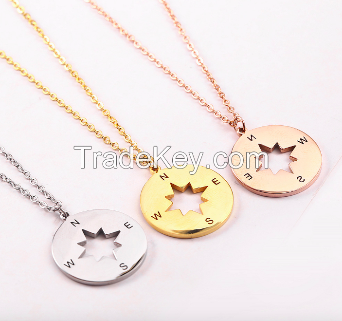 Stainless Steel Compass Necklace