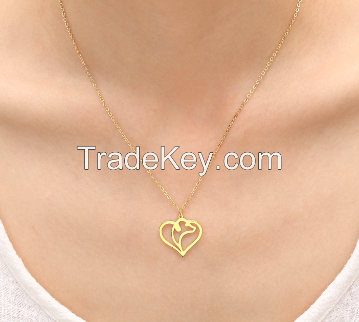 Stainless Steel Hollow Heart Necklace 