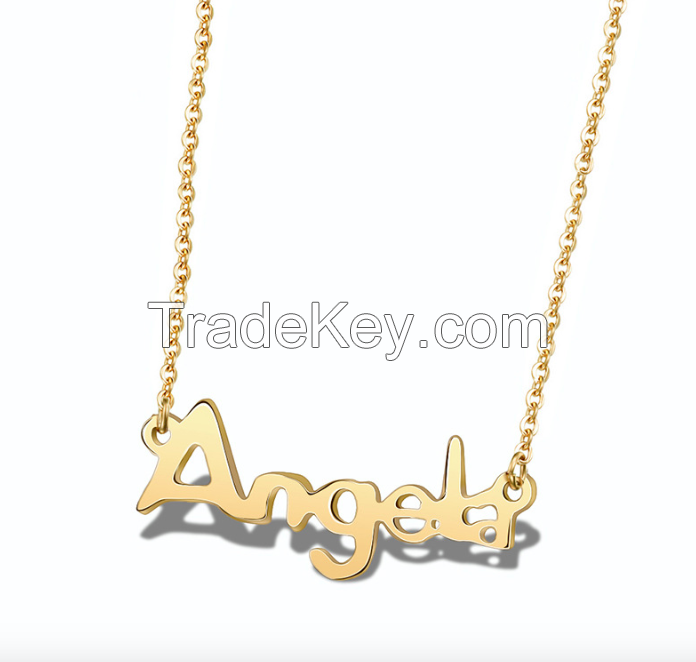 Stainless Steel Angel Letter Necklace