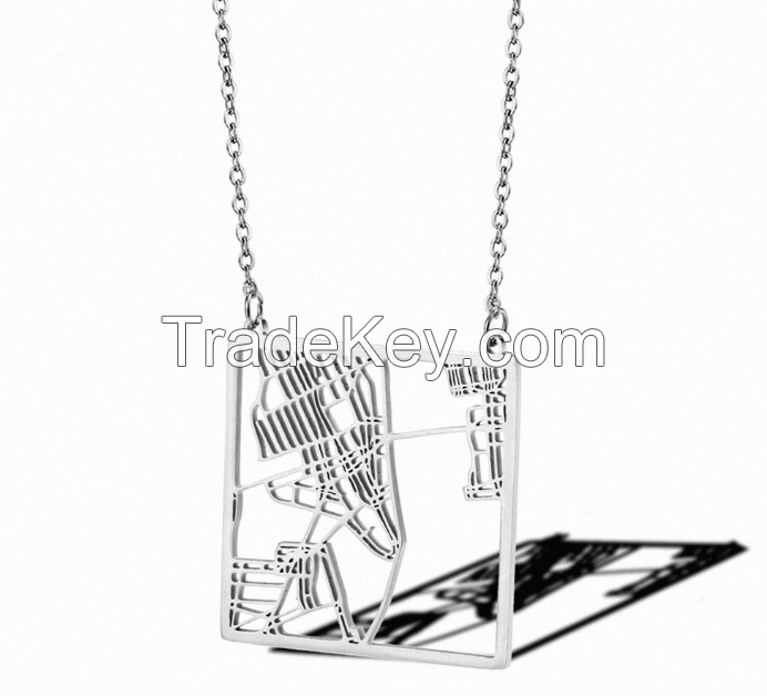 Stainless Steel Hollow New York Map Necklace