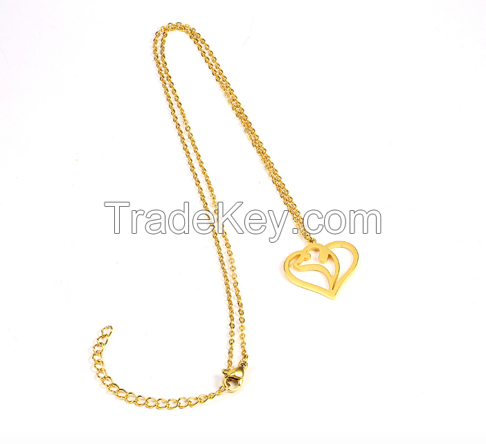 Stainless Steel Hollow Heart Necklace 