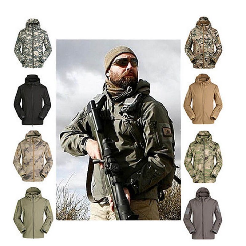 Men Shark Skin Soft Shell Outdoor Tactical Military Jackets Army