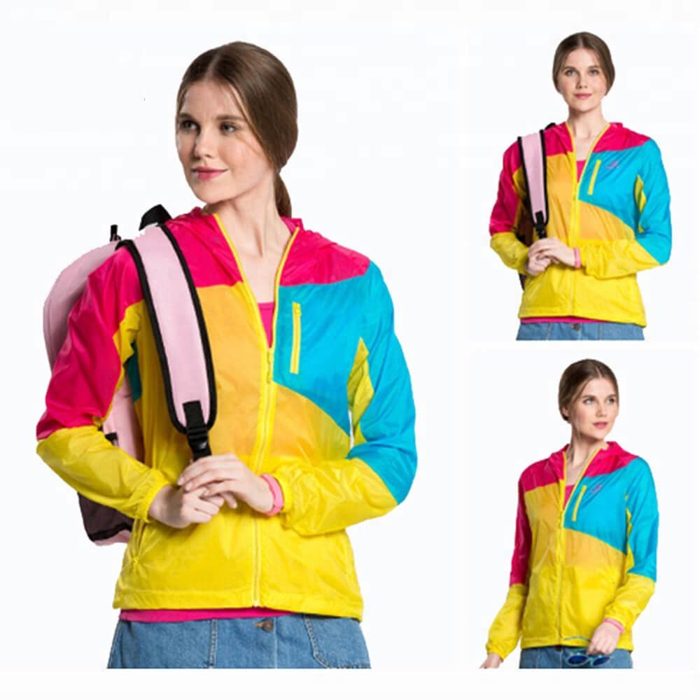 Professional Mix Color Windbreaker Waterproof Women Rash Guard Hooded Jacket