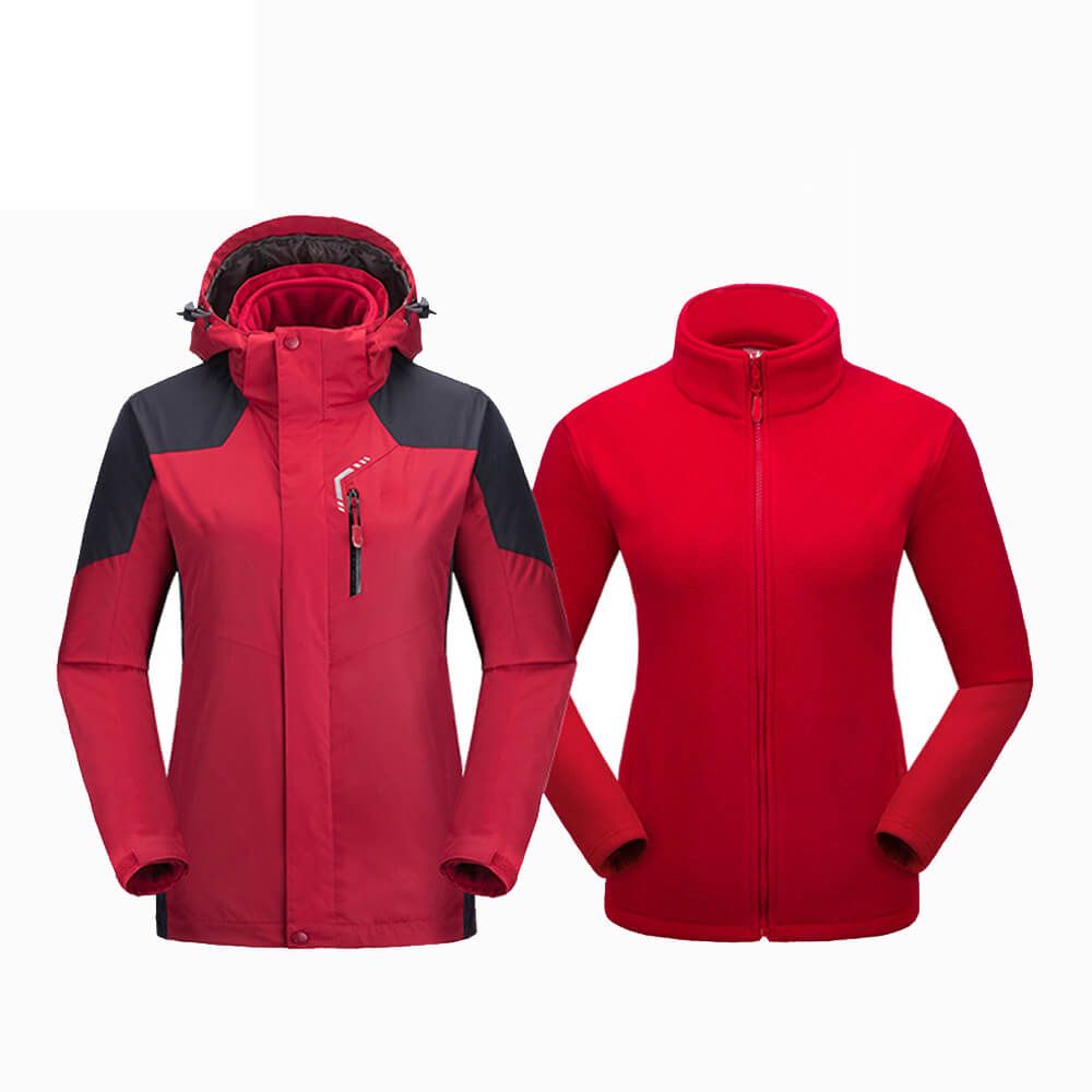 Windproof Waterproof Coat Women 2 in 1 Jacket Separate Fleece Liner Inside