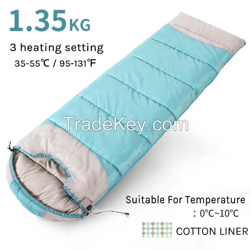 Winter 5V Battery Heated Sleeping Bag Polyester Sleeping Bag For Outdoor Use