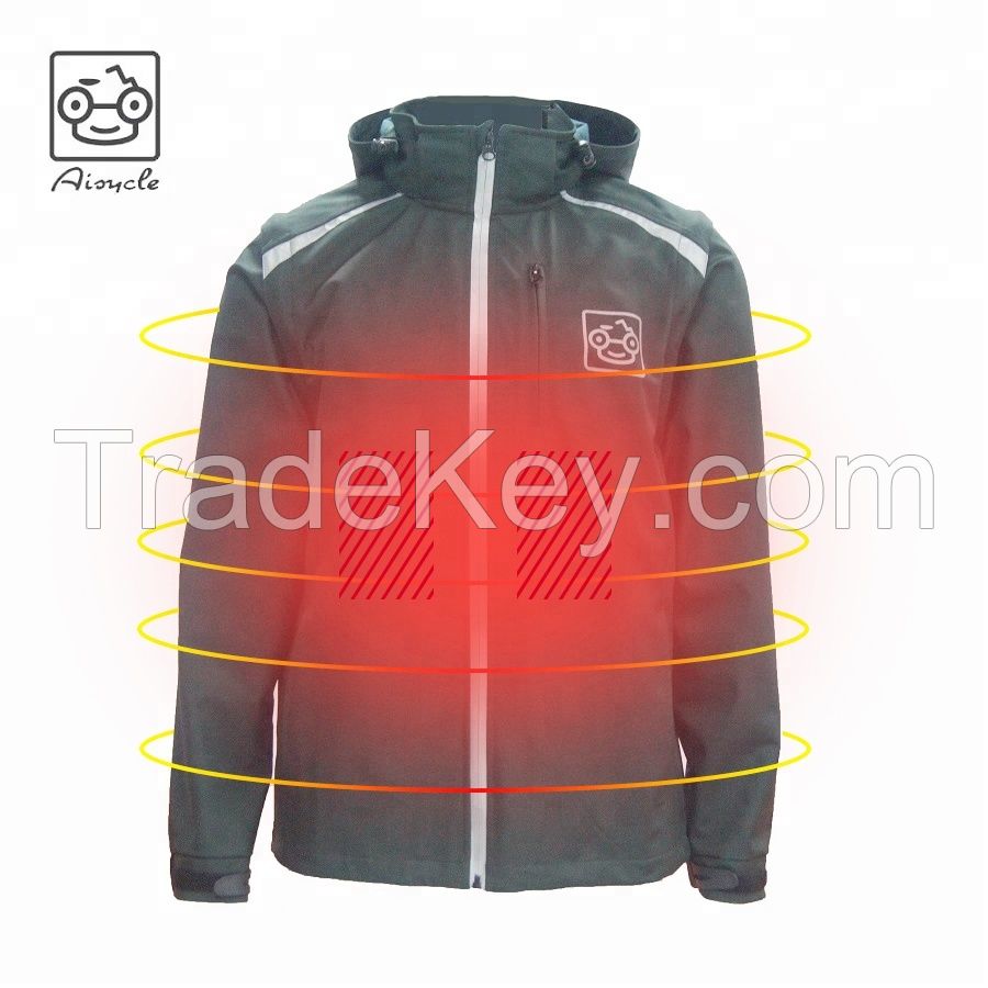 Mens 5V Heated Jacket With 3M Fleece Liner, Reflective Biker Jacket