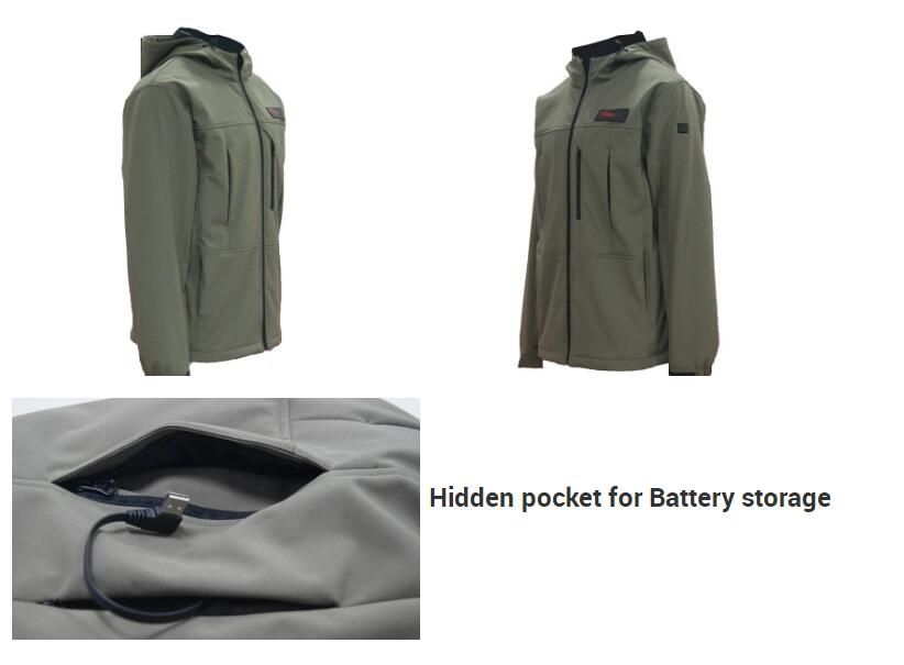 Usb Battery Powered Self-Heating Jacket Military Green 