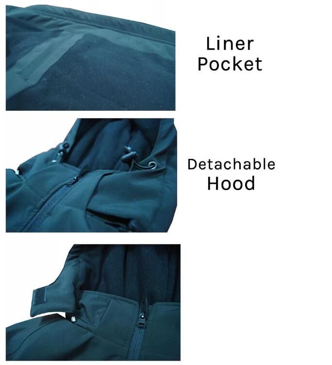 Aisycle Design Long Heated Jacket Waterproof Softshell Micro-fleece Liner 5V Battery Powered Jacket