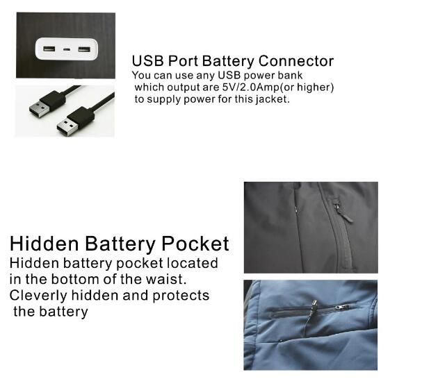 China Factory Direct Cheap 5V Battery Heated Jacket Waterproof Windproof Jacket