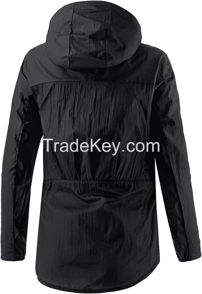 Wholesale Wind Breaker Female Jacket 100% Polyester Cuastom Black Wome