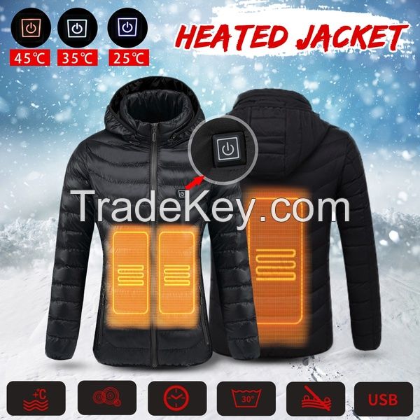 Digital Heating Hooded Work Jacket Motorcycle Riding Skiing Snow Coats Women Winter Warm Jacket