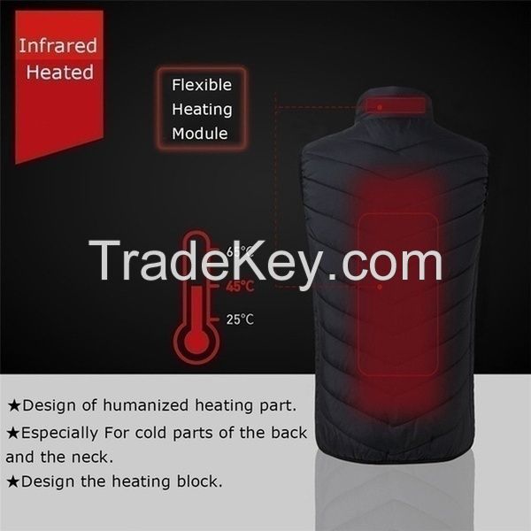 Intelligent Electric Battery Heated Heating Vest Mens Women Winter Warm Up Zipper Sleeveless Jacket Wind Resistant Vests 