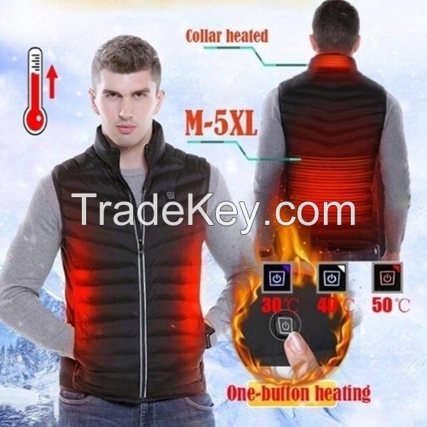 Intelligent Electric Battery Heated Heating Vest Mens Women Winter Warm Up Zipper Sleeveless Jacket Wind Resistant Vests