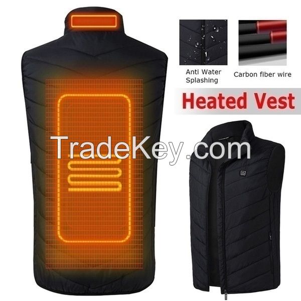 Intelligent Electric Battery Heated Heating Vest Mens Women Winter Warm Up Zipper Sleeveless Jacket Wind Resistant Vests 