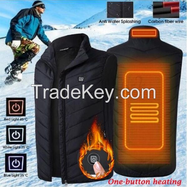 New Winter Intelligent Electric Battery Heated Heating Vest Warm Up Zipper Sleeveless Jacket Wind Resistant Vests