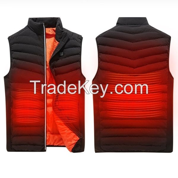 Winter Smart Charging Heating Vest Men's Cotton Collar Warm Graphene Carbon Fiber Heating Cotton Vest