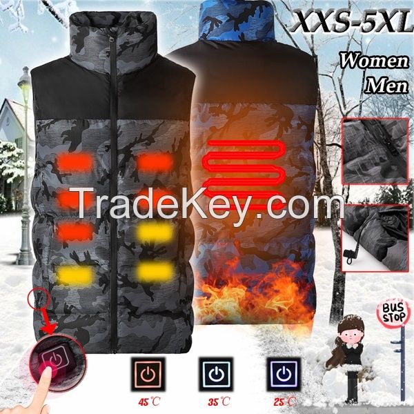 New Upgrade Intelligent Heating Sleeveless Vest Men Or Women Winter Full Zipper Vest