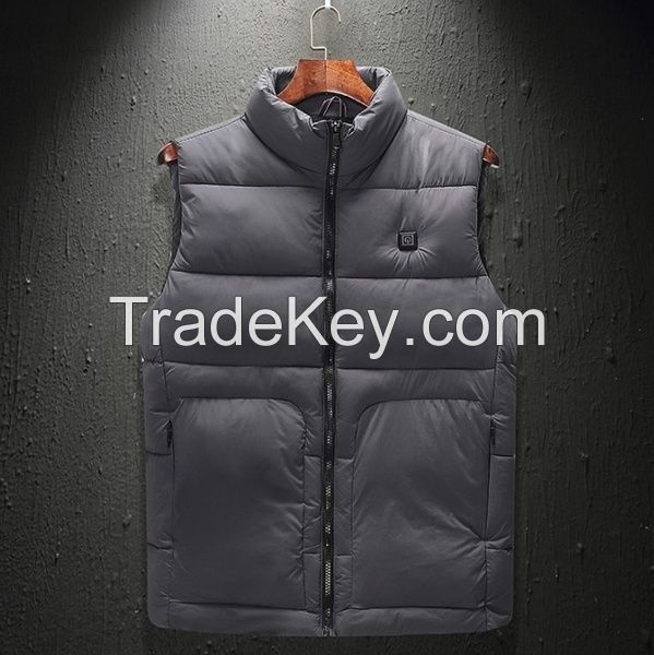 New upgrade Intelligent USB Heating Sleeveless Vest Men or women Winter Full Zipper Jacket Wind Resistant Coats