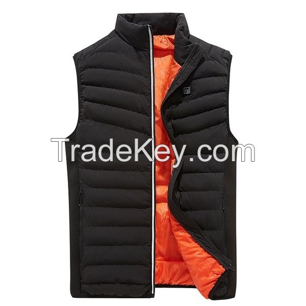 Winter Smart Charging Heating Vest Men's Cotton Collar Warm Graphene Carbon Fiber Heating Cotton Vest
