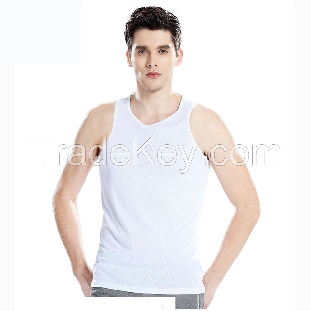 OEM Logo Printing Breathable Round Neck Sleeveless Mens Vest