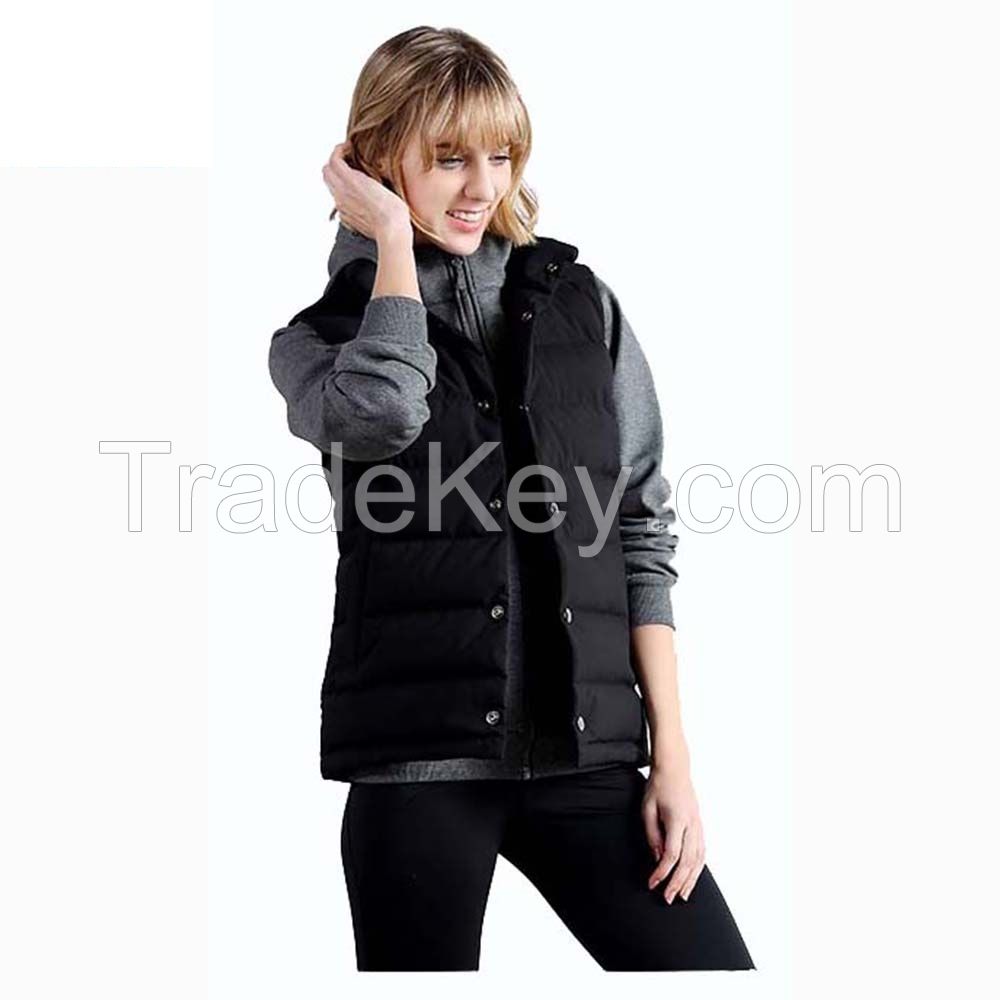 Outdoor Windproof White Black 100% Polyester Hiking Women Down Vest