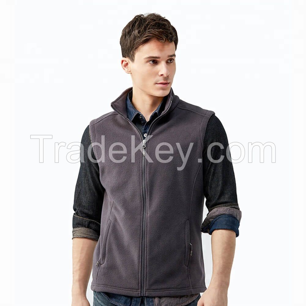 New Zipper Up Mens Sleeveless Warm Vest 320gsm Fleece Vest 