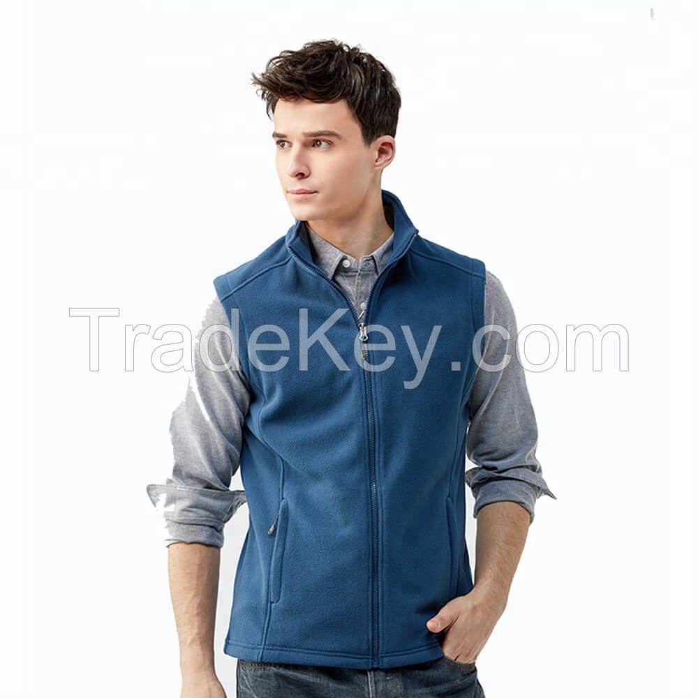 New Zipper Up Mens Sleeveless Warm Vest 320gsm Fleece Vest 