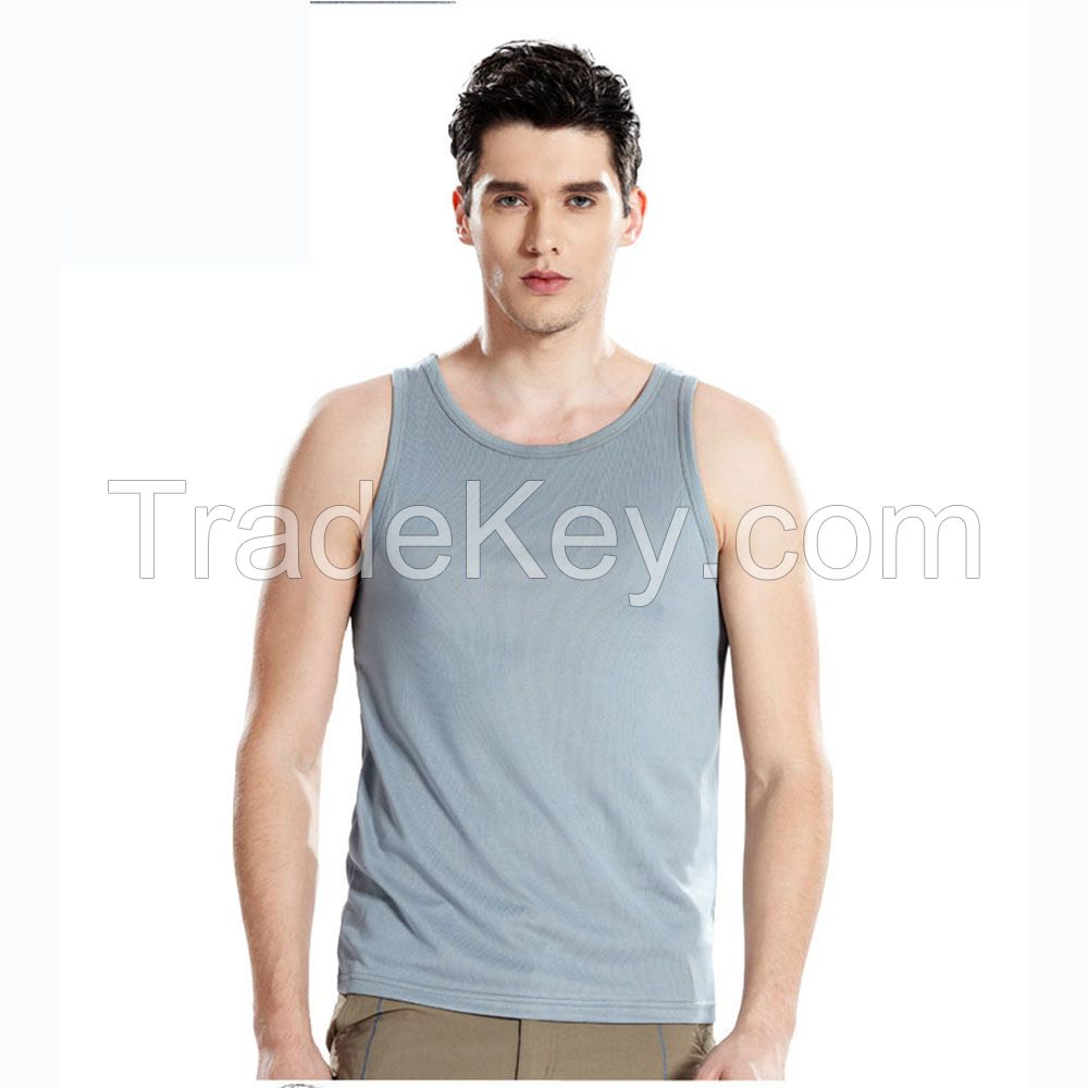 OEM Logo Printing Breathable Round Neck Sleeveless Mens Vest