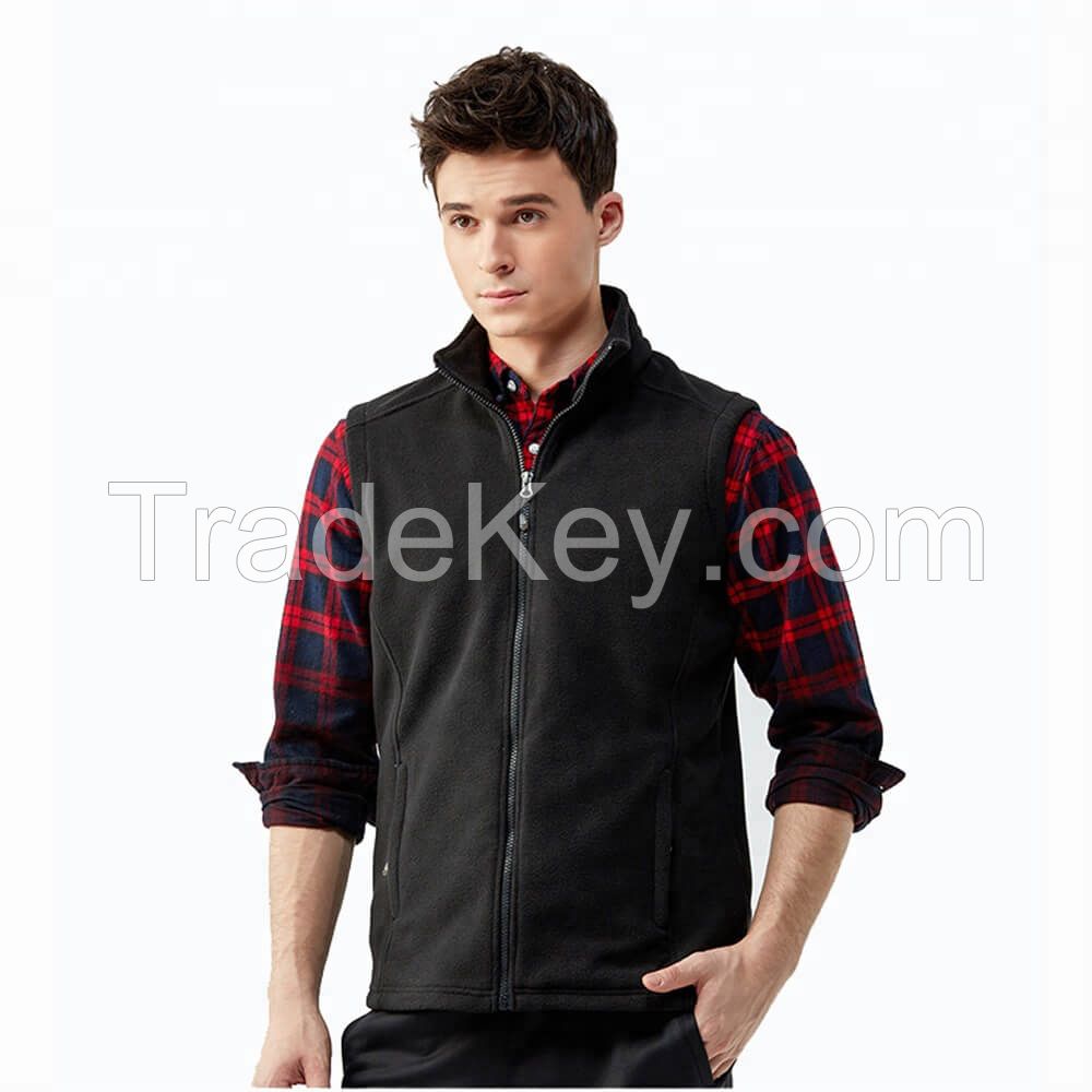 New Zipper Up Mens Sleeveless Warm Vest 320gsm Fleece Vest 