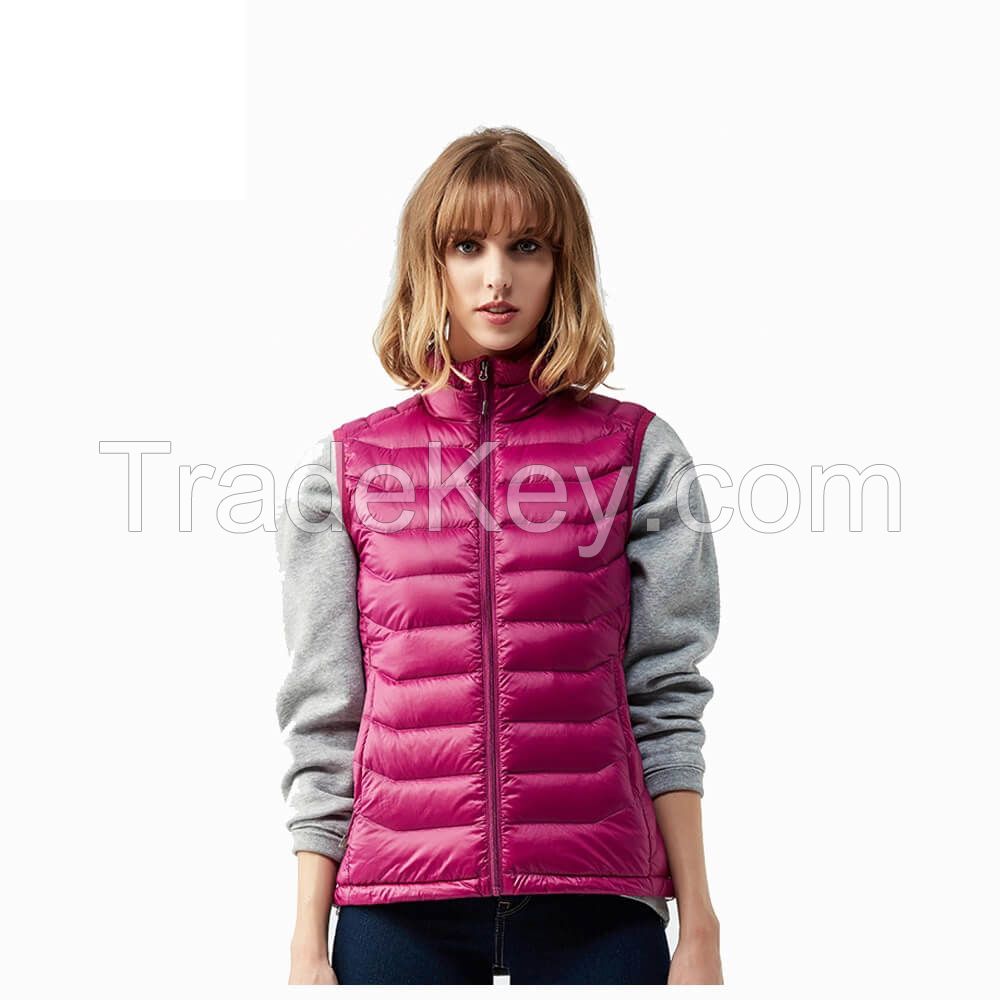 Women High Quality Factory Cire Quilted Vest Polyfiller Waterproof Lady Sleeveless Waistcoats Utility Puffer Vest