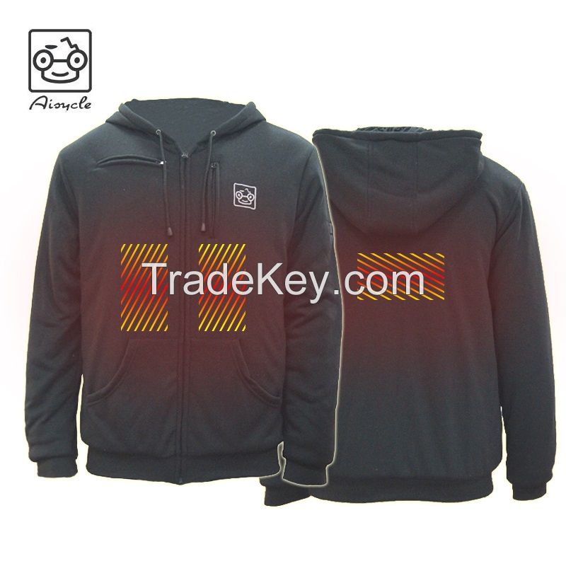 Mens Heated Fleece Hoodie Jacket, Customized Heated Bomber Jacket