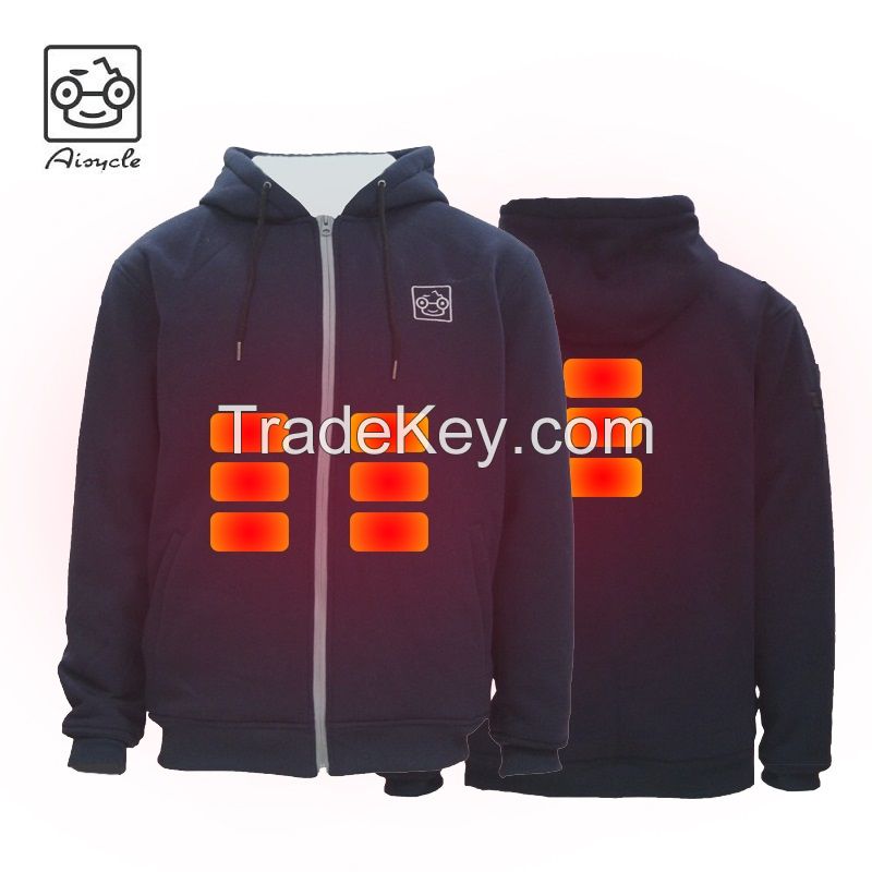 Winter Rechargeable Battery Powered Fleece Heated Hoodie Jacket