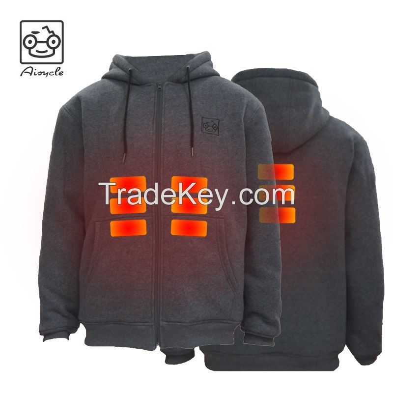 Winter 5V USB Battery Powered Heated Fleece Hoodie Jacket