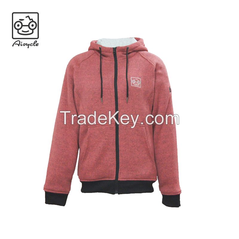 Warm Winter Battery Heated Hoodie Jacket, Woolen Sweater For Women